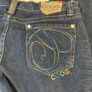Coogi Jeans Womens 35x32 Low Rise Embroidered Y2K Hip Hop Flare Denim